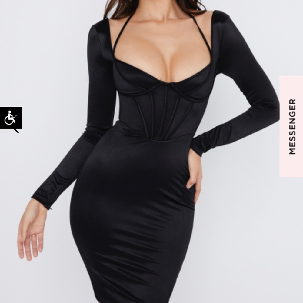 House of CB GRAZIA dress black satin corset